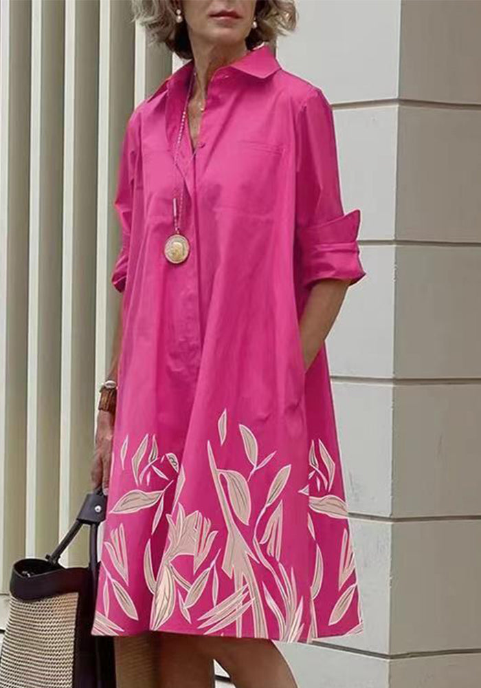 Women Turndwon collar print dress