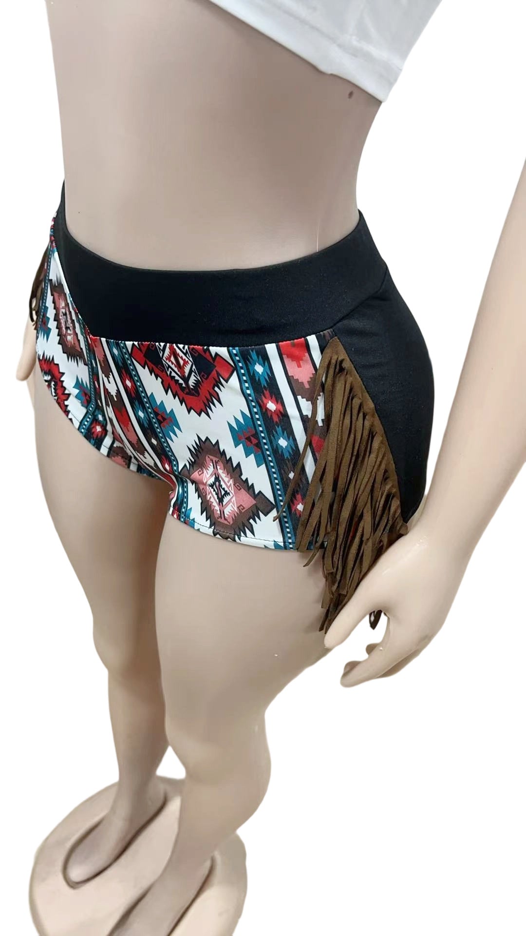 Women Sexy Tank Top and Tassel Shorts Two-piece Set 6