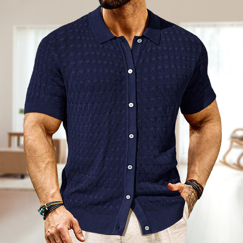 Men's Spring and summer knitting short-sleeved polo top 5