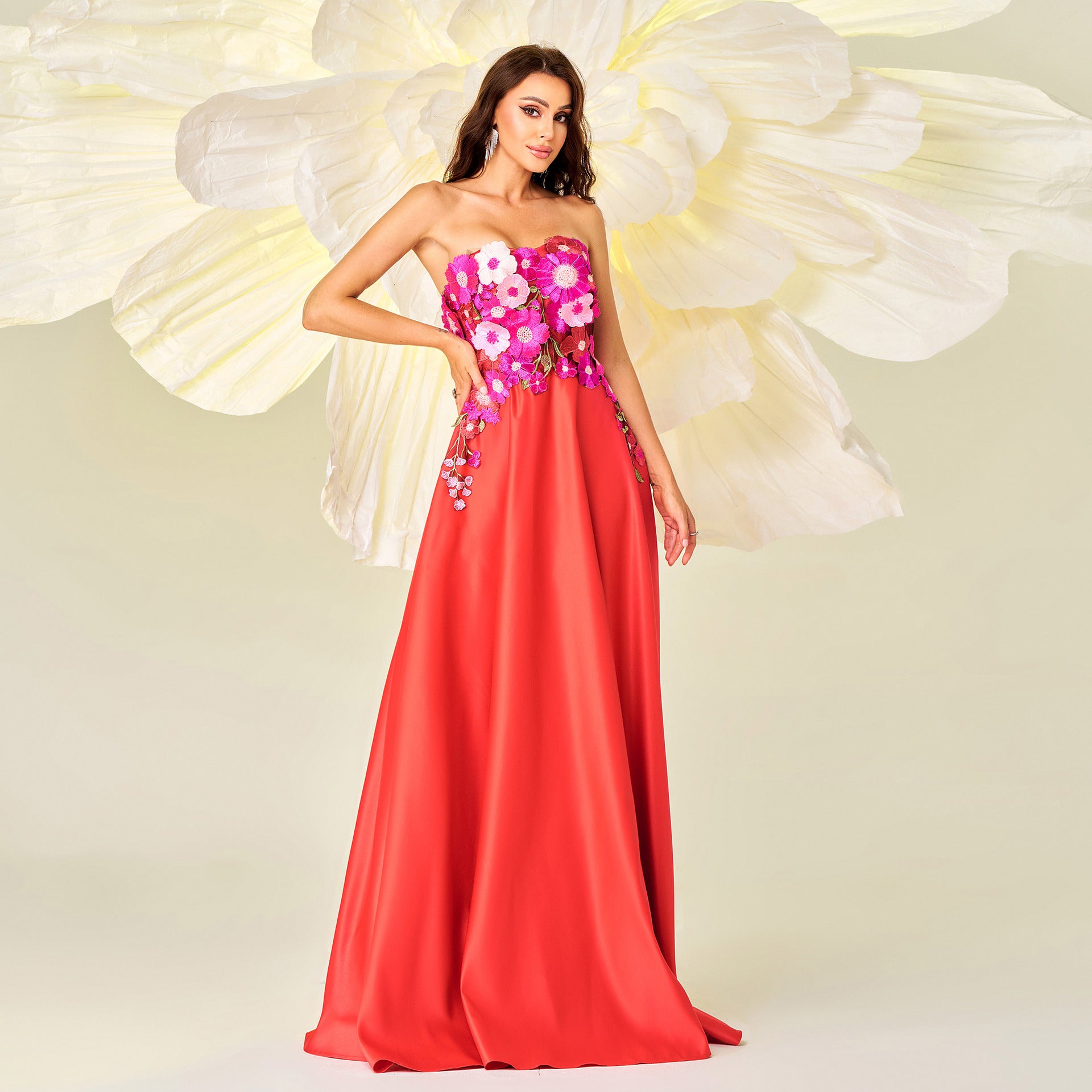 Elegant Strapless Long Formal Party Swing Evening Dress Bridesmaid Dress 6