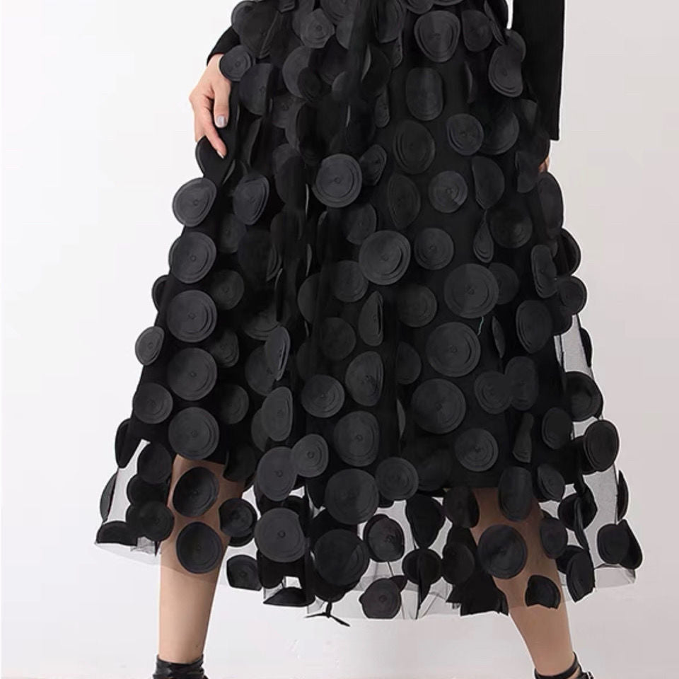 Women Retro Polka Dot Mesh Skirt 8