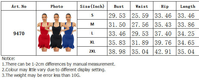 Fashion Solid Color Straps Ruffle Bodycon Dress 8