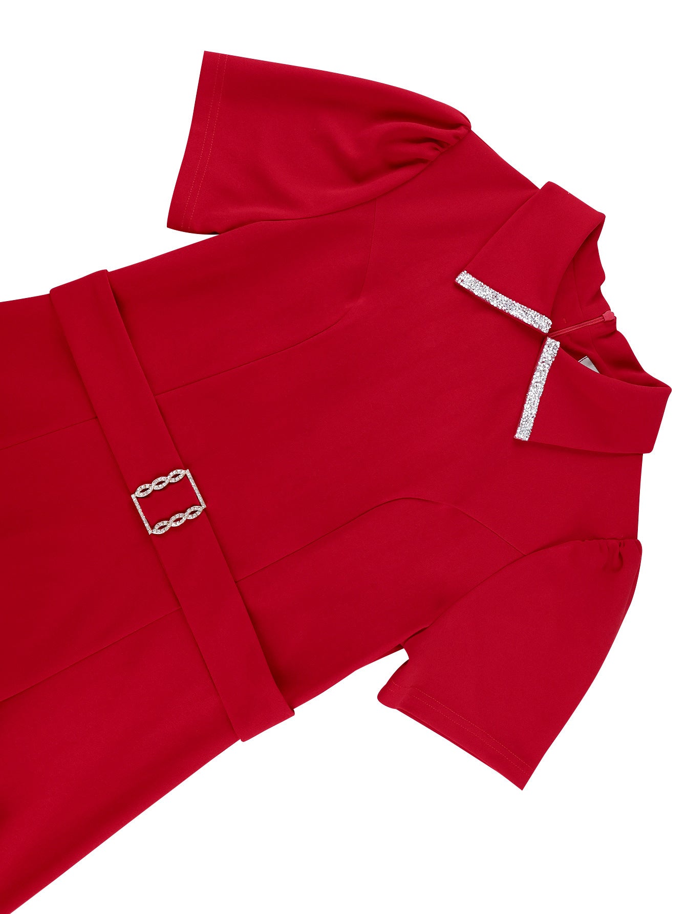 Elegant Turn-Down Collar Short-Sleeve Dress High-Waist Chic Formal Bodycon Gown 8