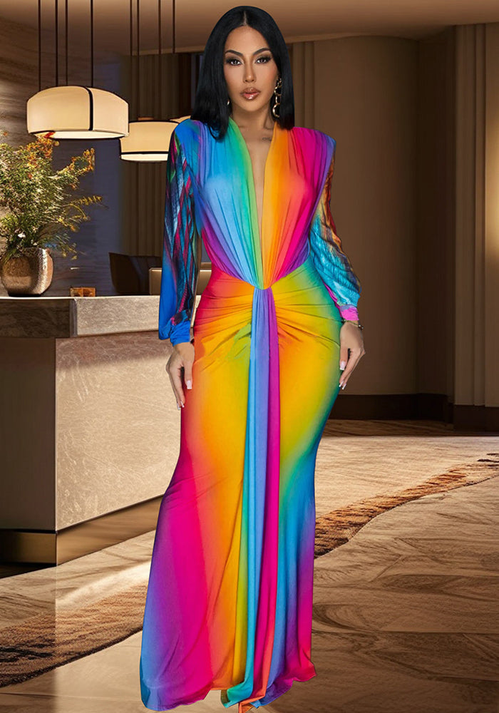 Women pleated color matching casual dress