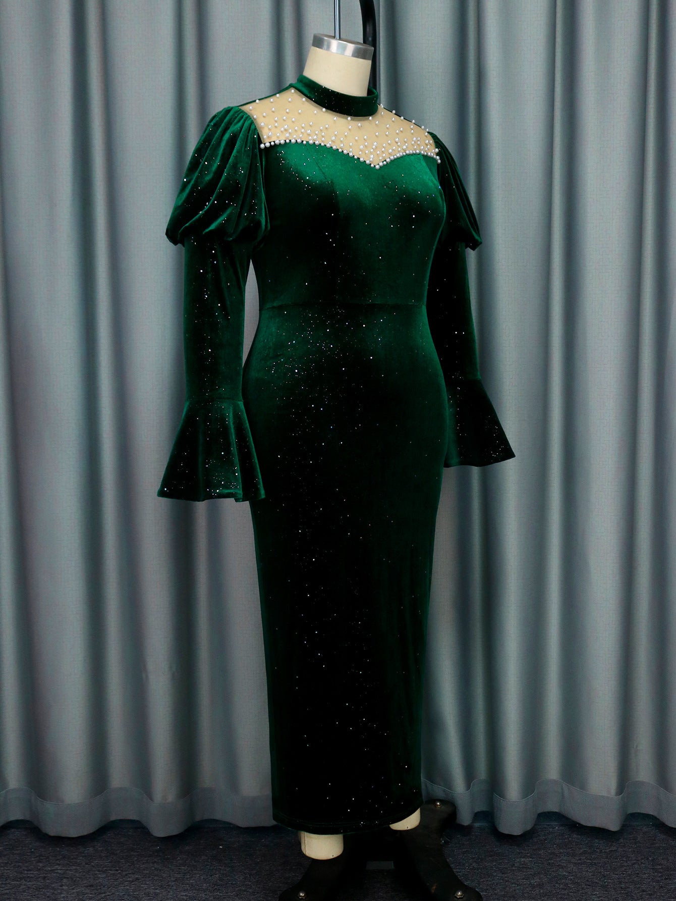 Women Party Formal Party Long Sleeve Beaded Dress 4