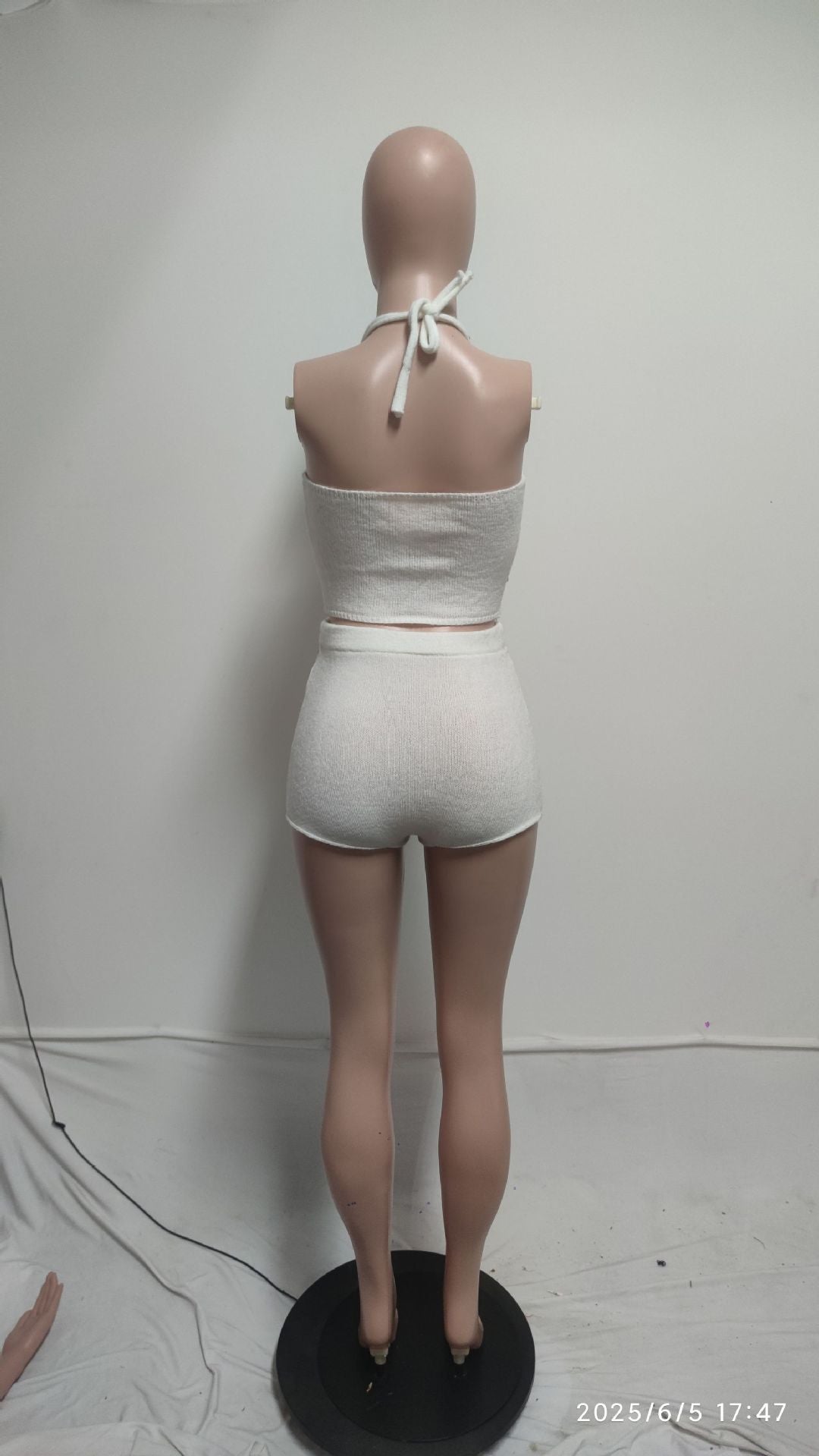 Women's Fashion Jewel-Embellished Halter Neck Top & Shorts Set 7