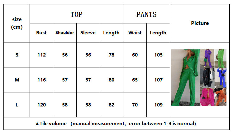 Spring/Summer Solid Color Drape Loose Silky Pleated Casual Two-piece Set 32