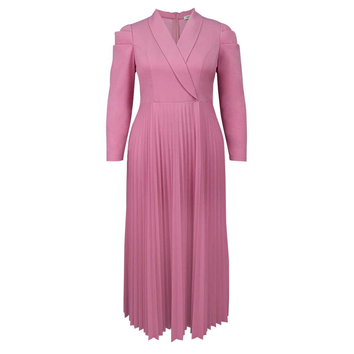 Chic Style Turndown Collar Career Pleated Dress 6