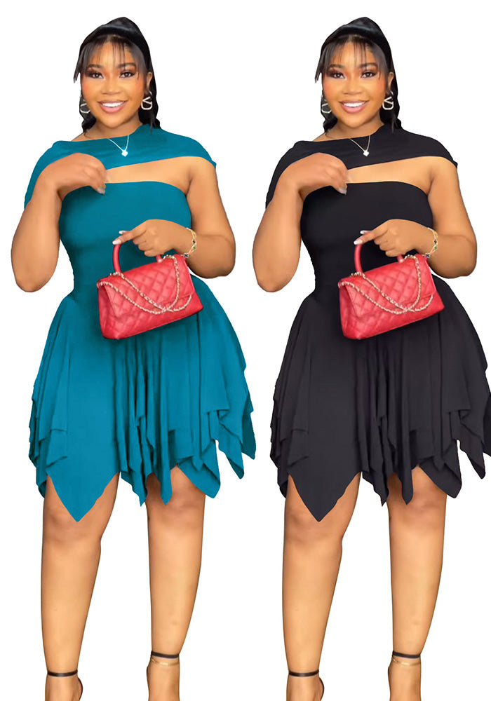 Women street sexy ruffle Strapless Tight Fitting short dress