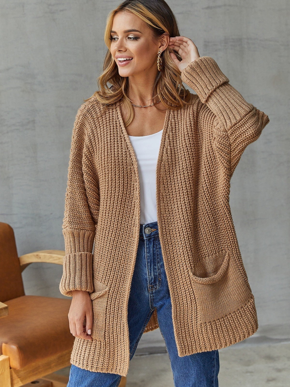 Knitting Sweater Women's Casual Style Loose Coat Plus Size Casual Cardigan 18
