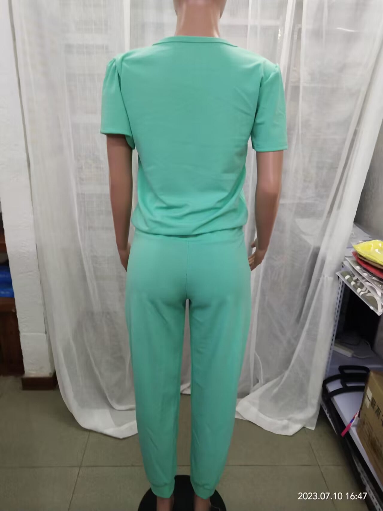 Women's Fashion Casual V-Neck Printed Short-Sleeved Trousers Set Two-Piece Set 15