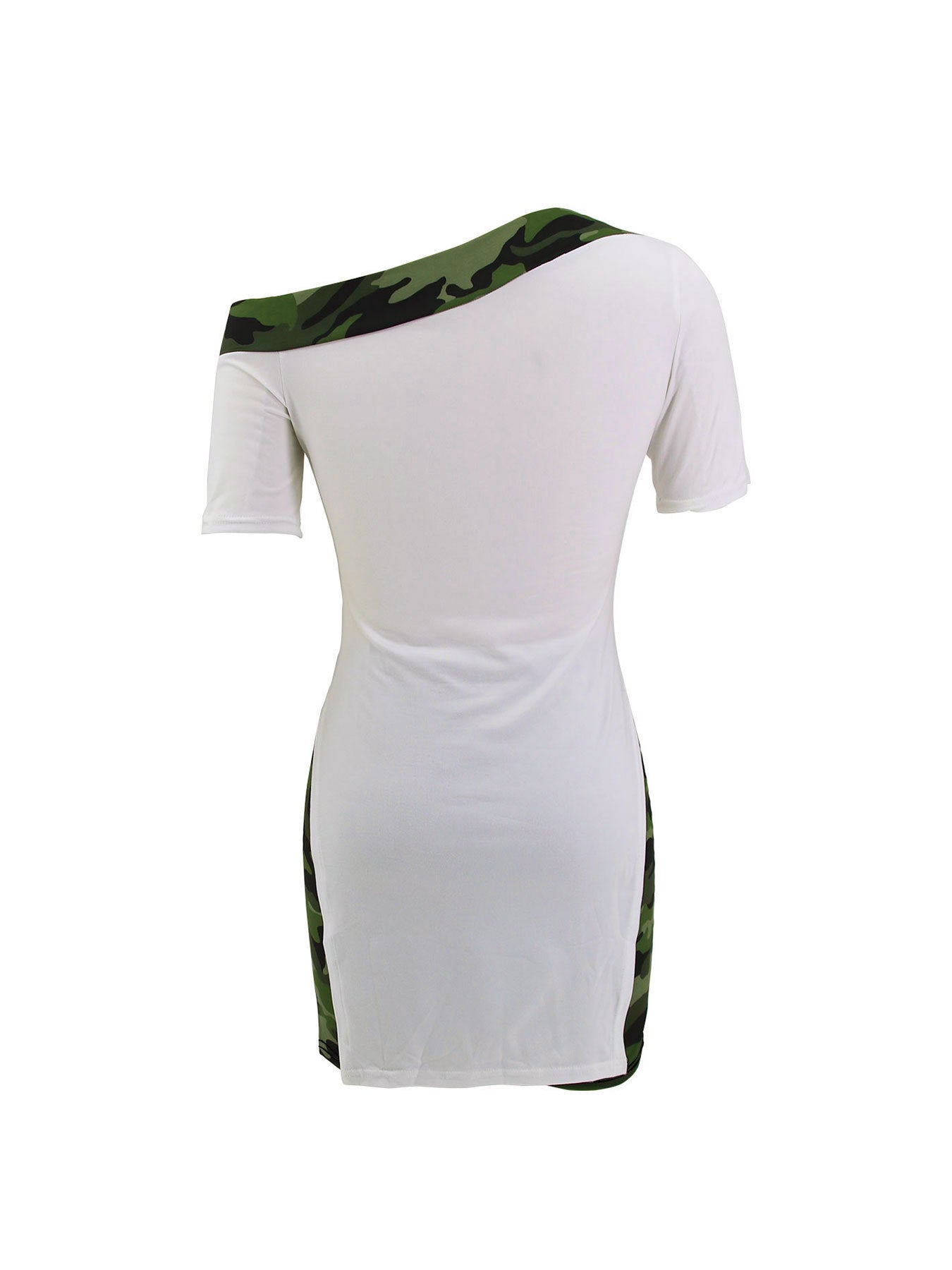 Women Camouflage Off Shoulder T-Shirt Shorts Two Piece Set 7