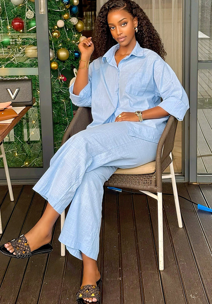 Women African shirt long pants two-piece set