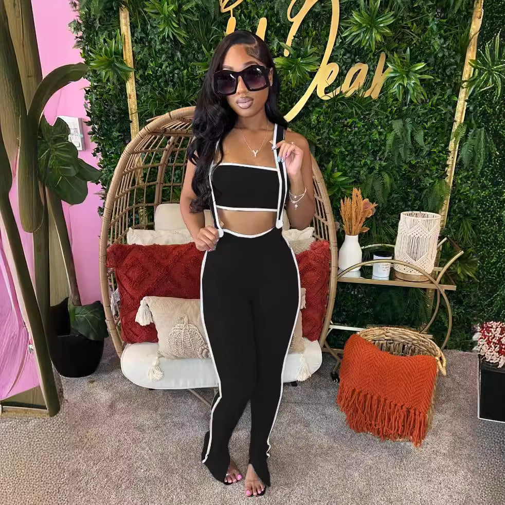 Tube Top Strap Trousers Two-Piece Set 7
