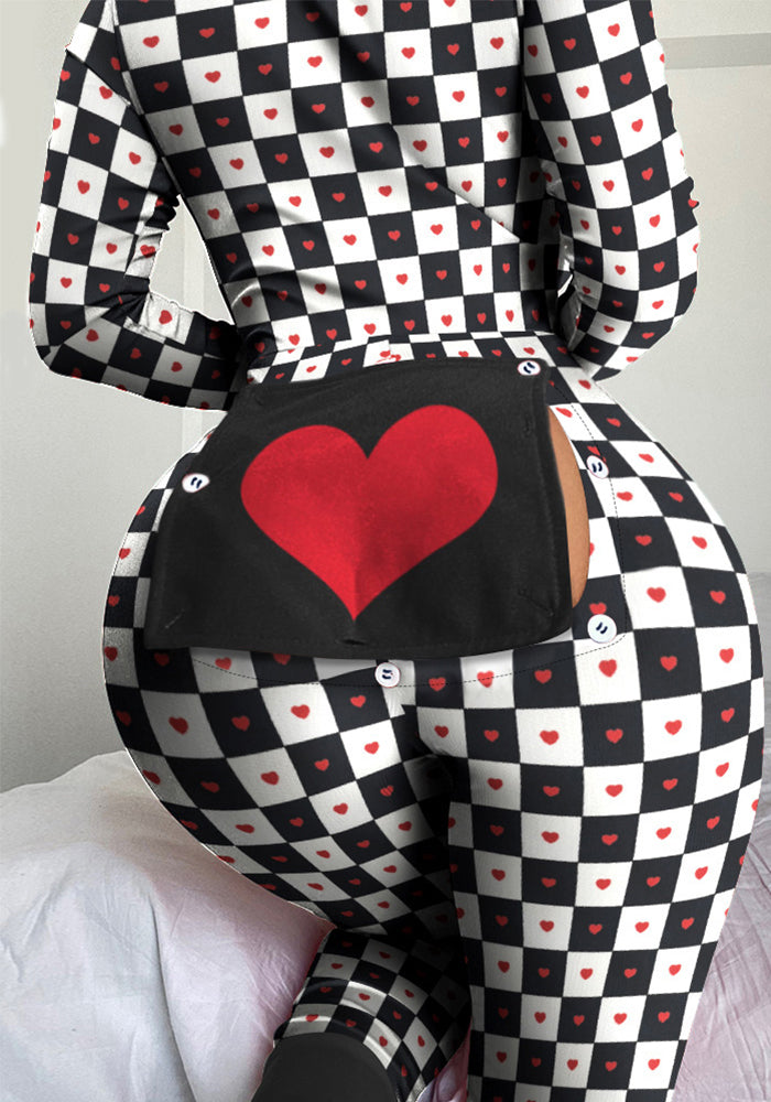 Women's Fashion Printed Long Sleeve Jumpsuit Sleep Onesie Pajamas 3