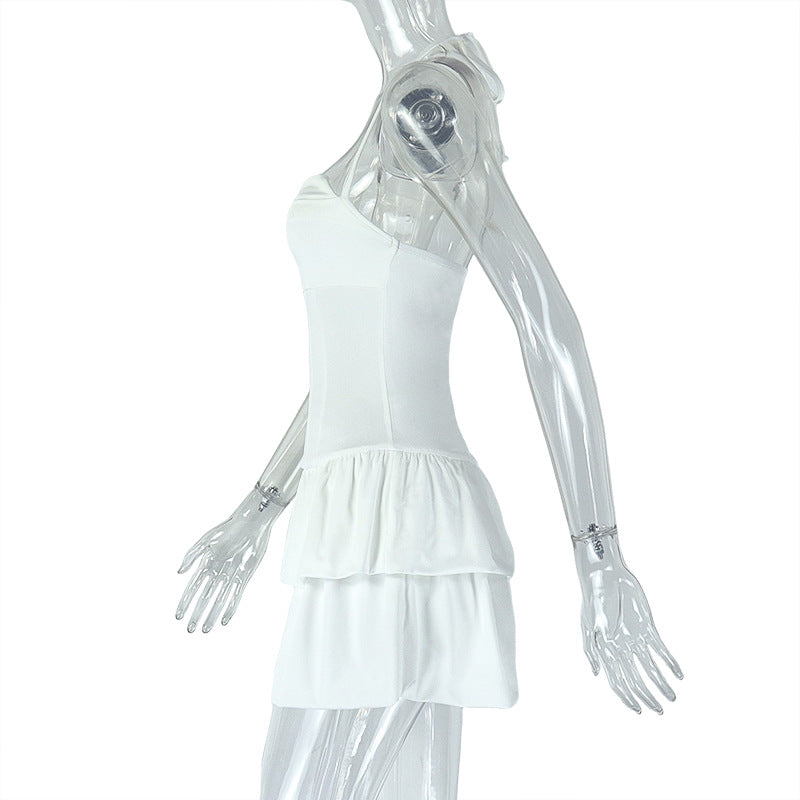 Elegant Sexy Low-Back Halter Neck Pleated A-Line Dress for Women 8