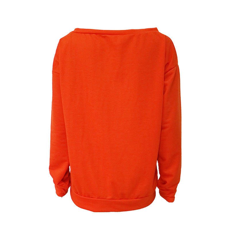 Love Letter Printed Long Sleeve T-Shirt Sexy Off-Shoulder Women's Top 33