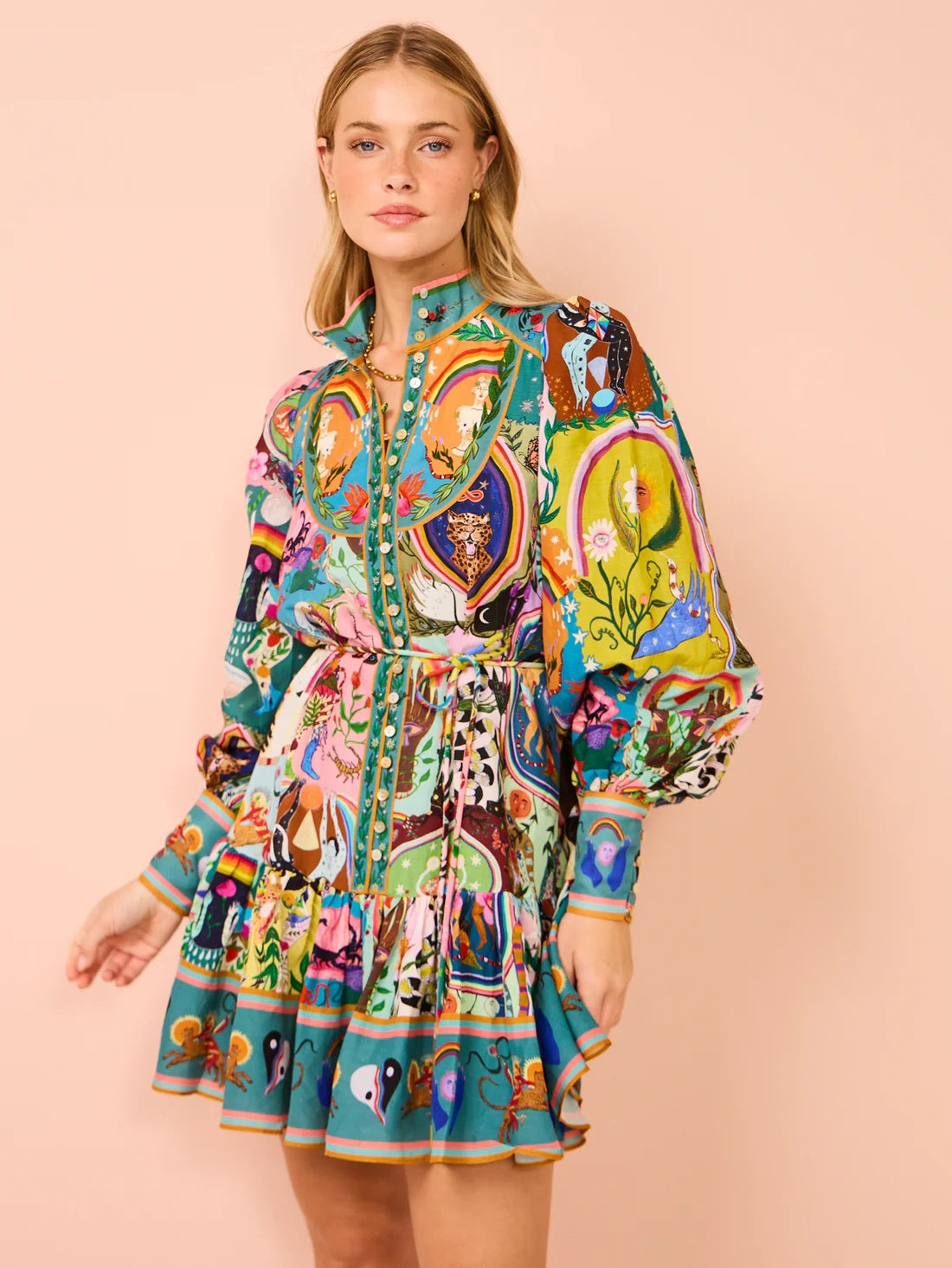 Women Casual printed shirt dress