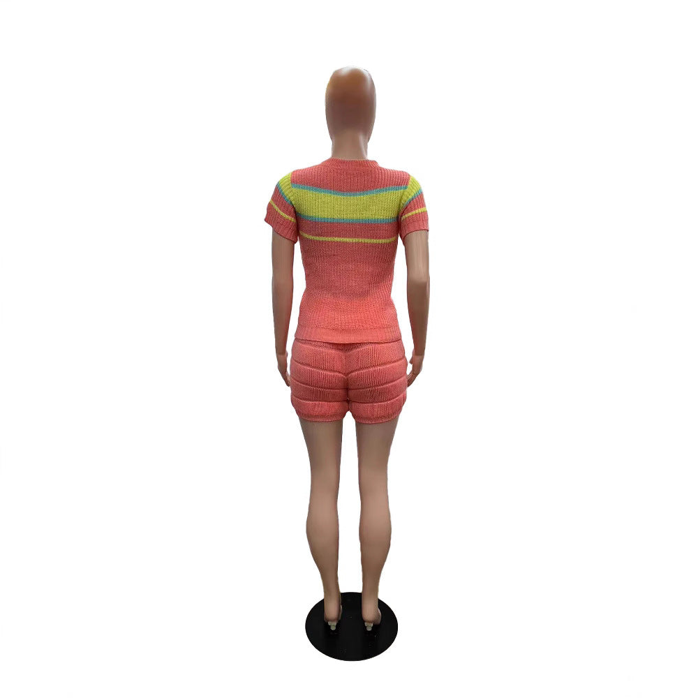 Women's Sweater Fashion Casual Shorts Two Piece Set