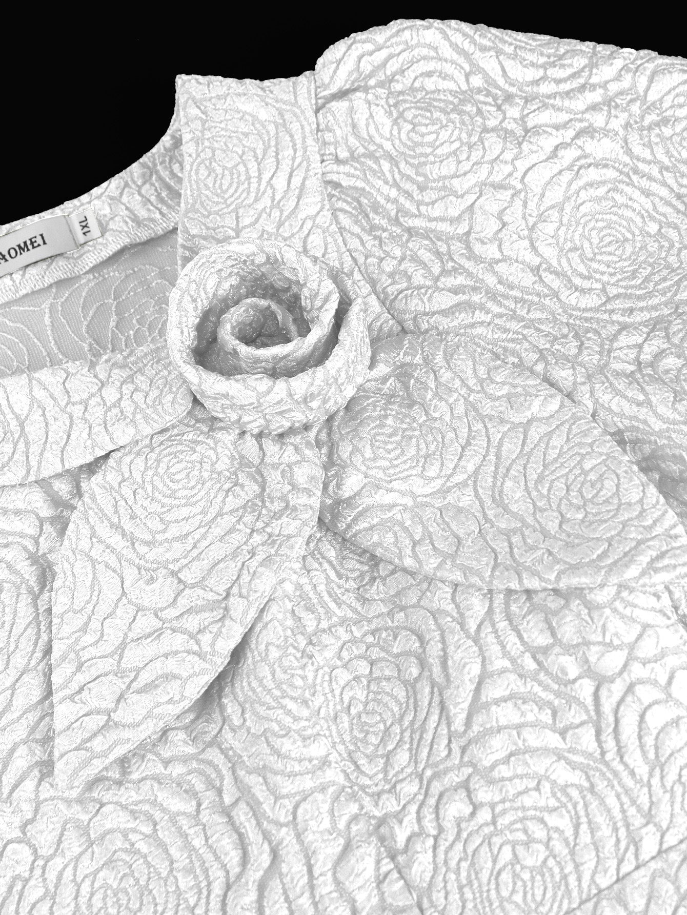 Flower Jacquard Round Neck Career A-line Dress 12