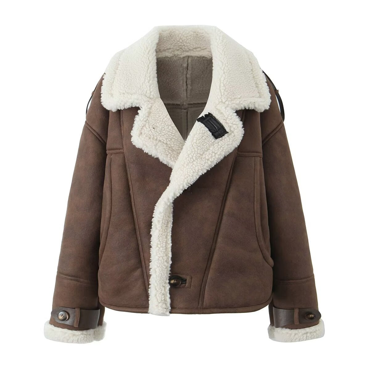 Women winter Turndown Collar lamb wool warm jacket 10