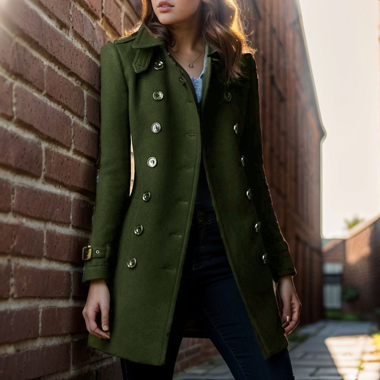 Autumn Winter Woolen Coat Women Double-Breasted Fashionable Woolen Coat 7
