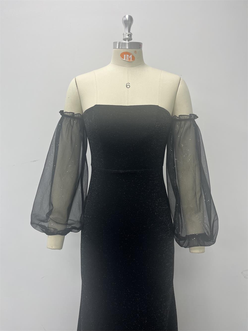 Women's Strapless Multi-Wear See-Through Mermaid Prom Dress Black Evening Gown 11