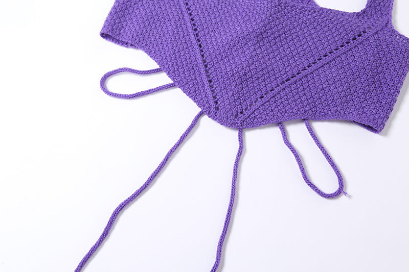 Spring Fashion Women's Solid Color Slim Vest Sexy Low Waist Skirt Two Piece Set 15