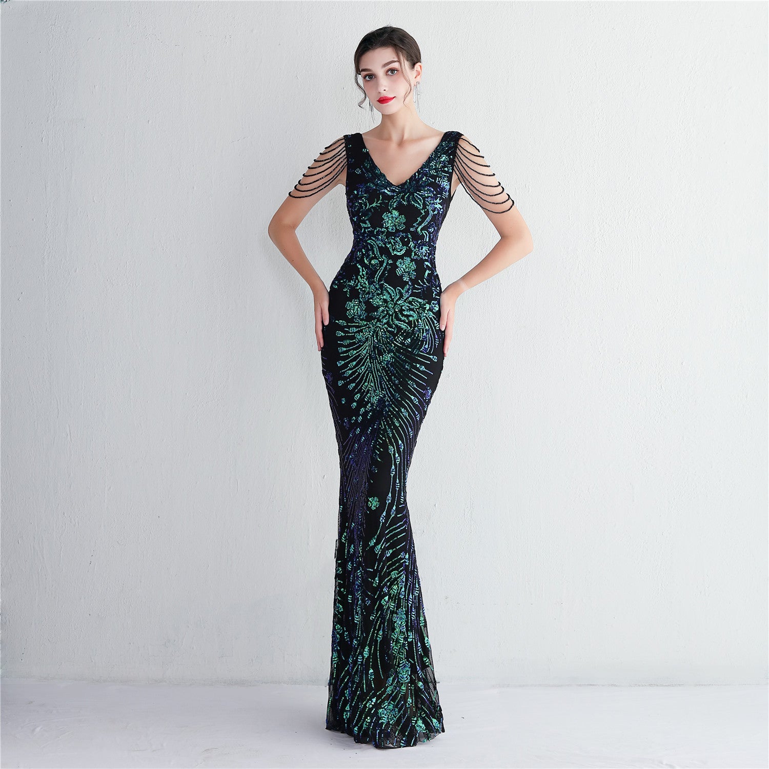 Evening Dress Long Formal Party Slim Fit Evening Dress Chic Elegant Long Sequin Annual Party Evening Dress 5