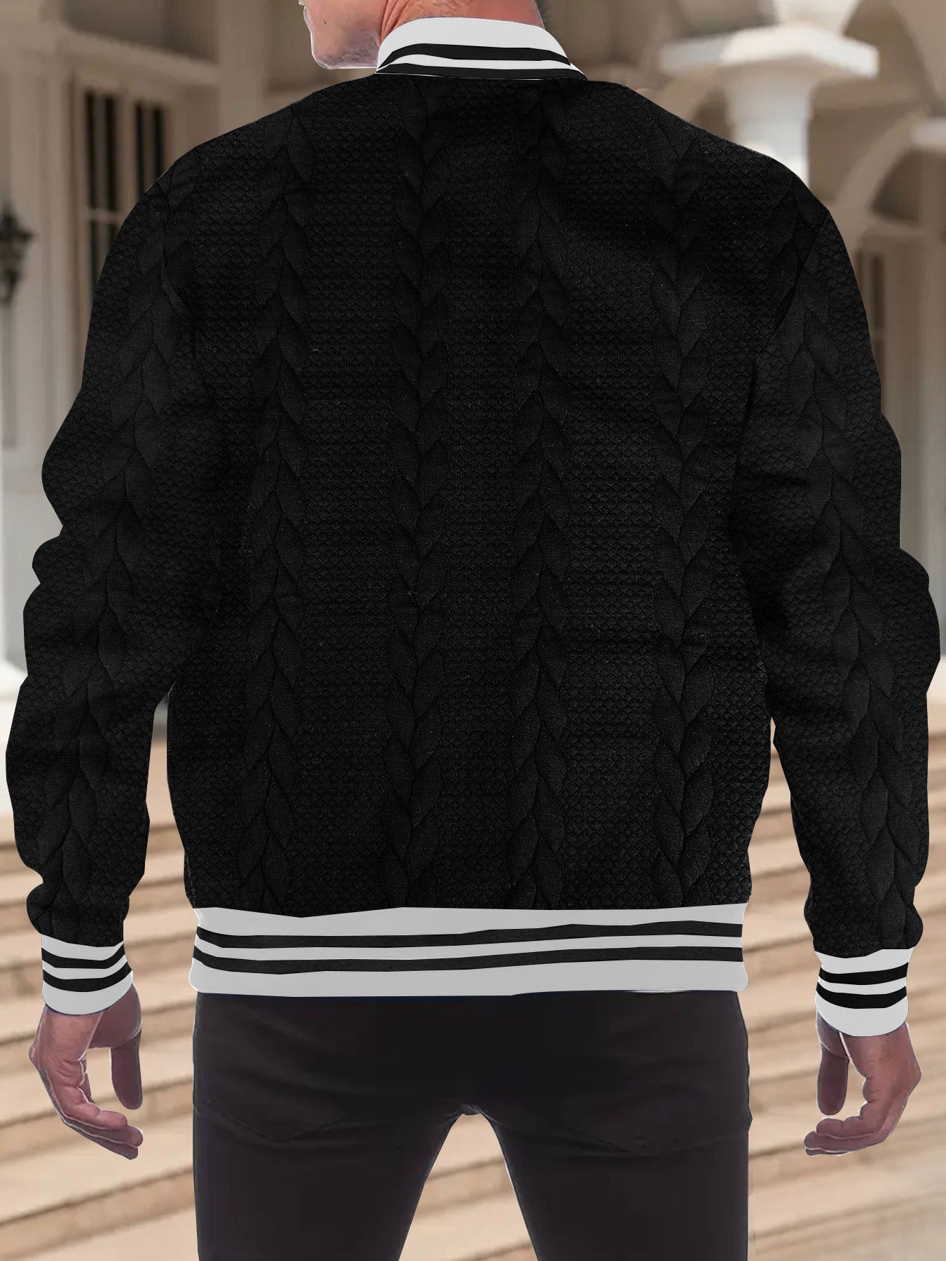 Men's jacquard trendy Solid baseball Coat 19