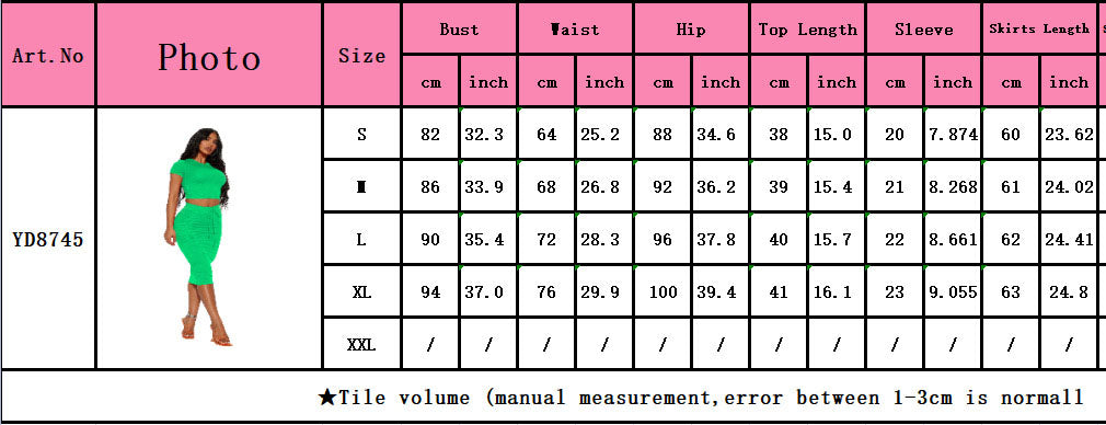 Women Sexy Solid Crop Top and Skirt Two-Piece Set 11