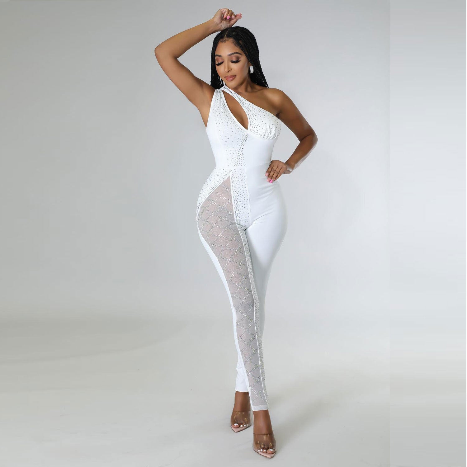 Womens Sexy Beaded cut out Sleeveless Jumpsuit 3