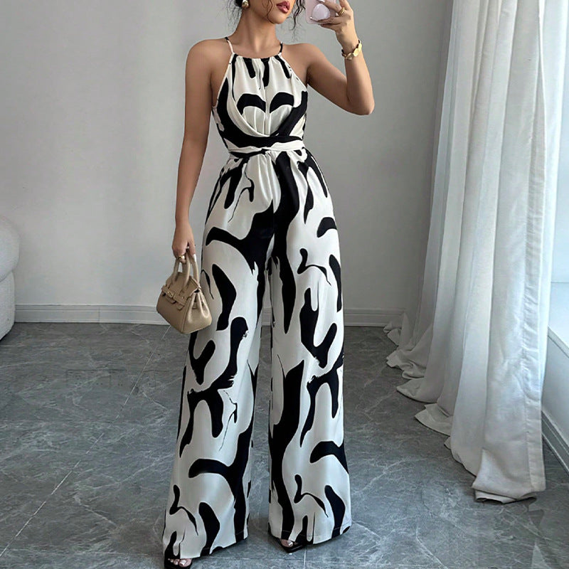 Spring/Summer Zebra Print Wide-Leg Jumpsuit 10