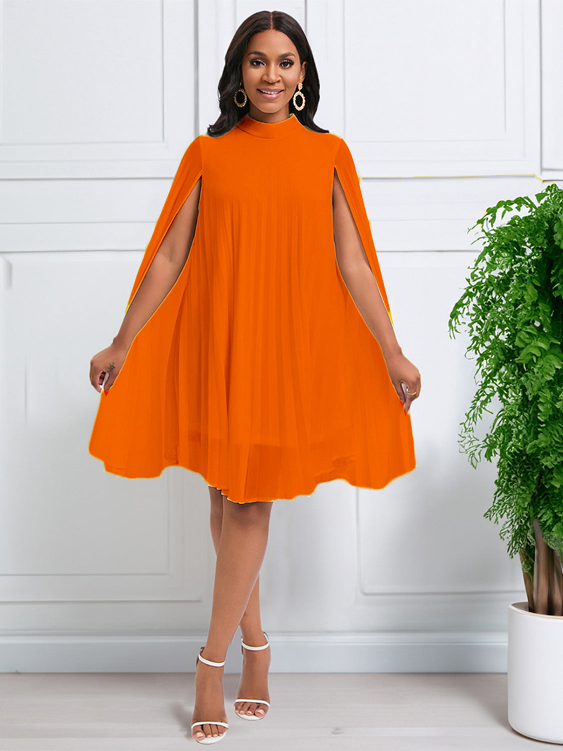 Women's Chic Fashion Chiffon Pullover Bat Sleeves Plus Size Dress 8