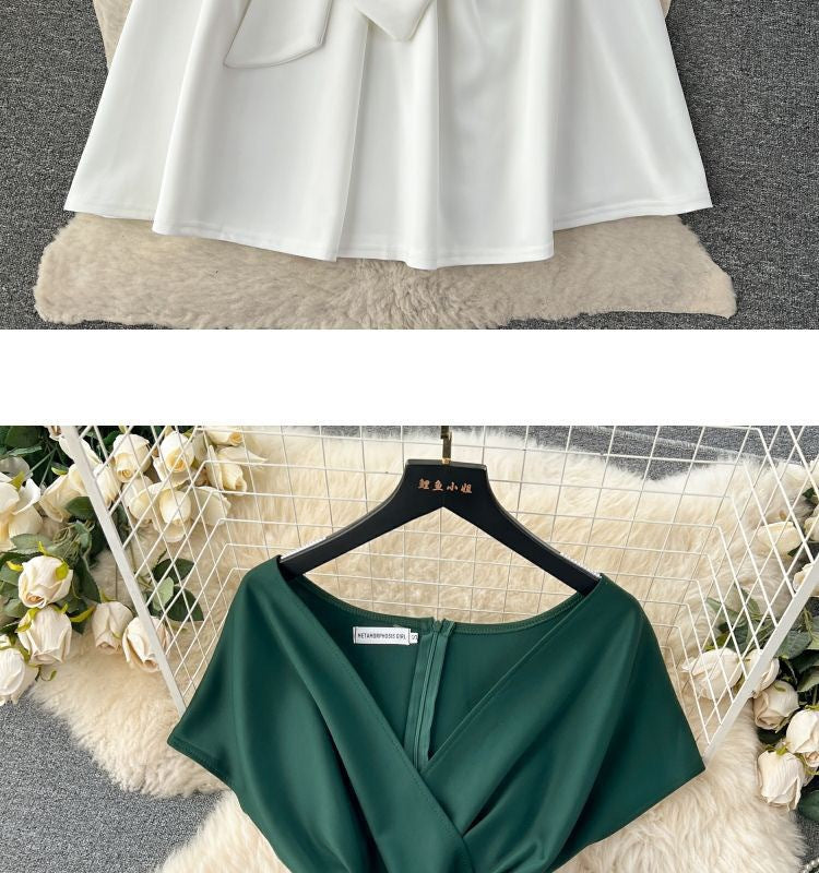 Summer Bow Tie Slim Waist Chic Formal Party Dress 19