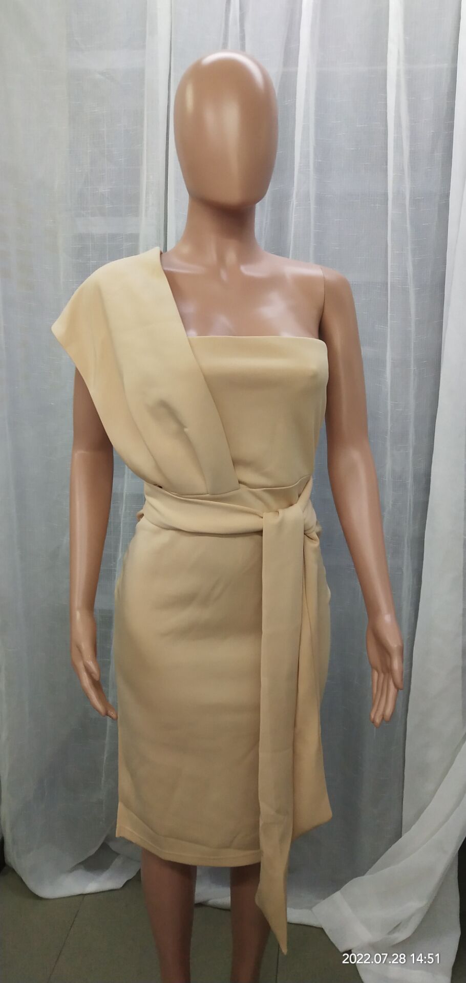 Women Slash Shoulder Print Slit Midi Dress 22