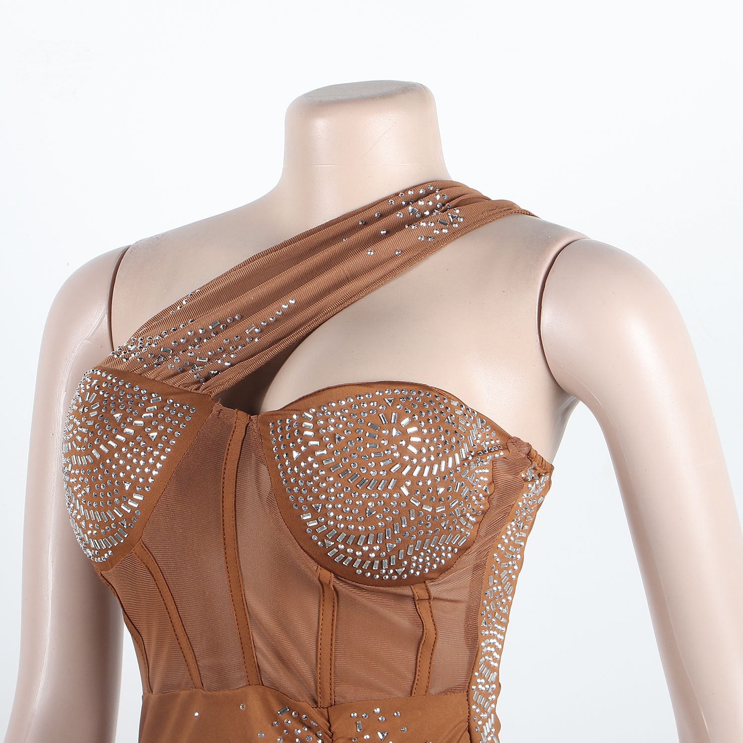 Sexy Slim Beaded Slash Shoulder Bodycon Dress 18