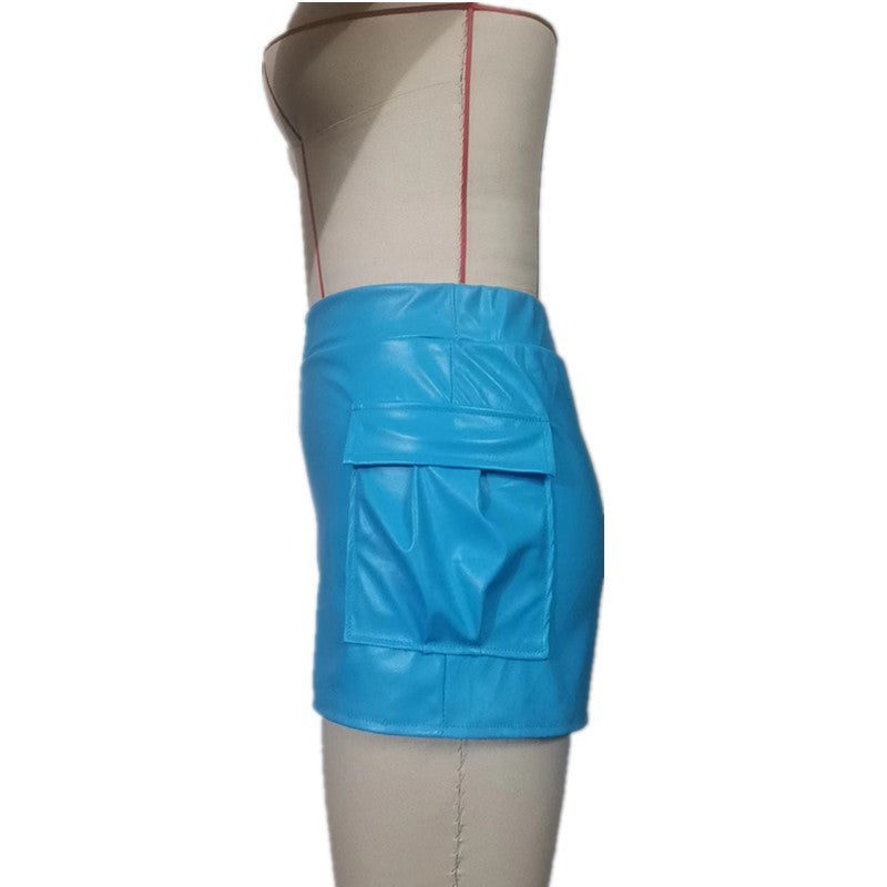 Women Stretch Pu Leather Shorts 12
