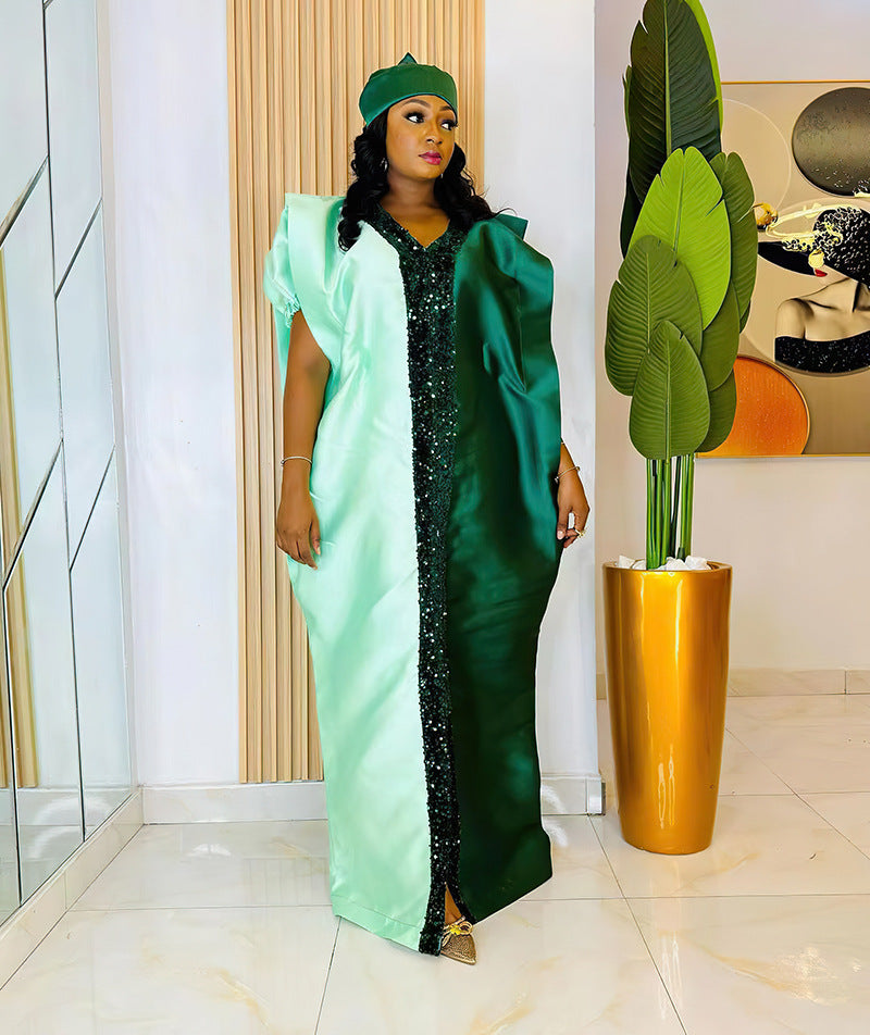 Women Plus Size African satin dress