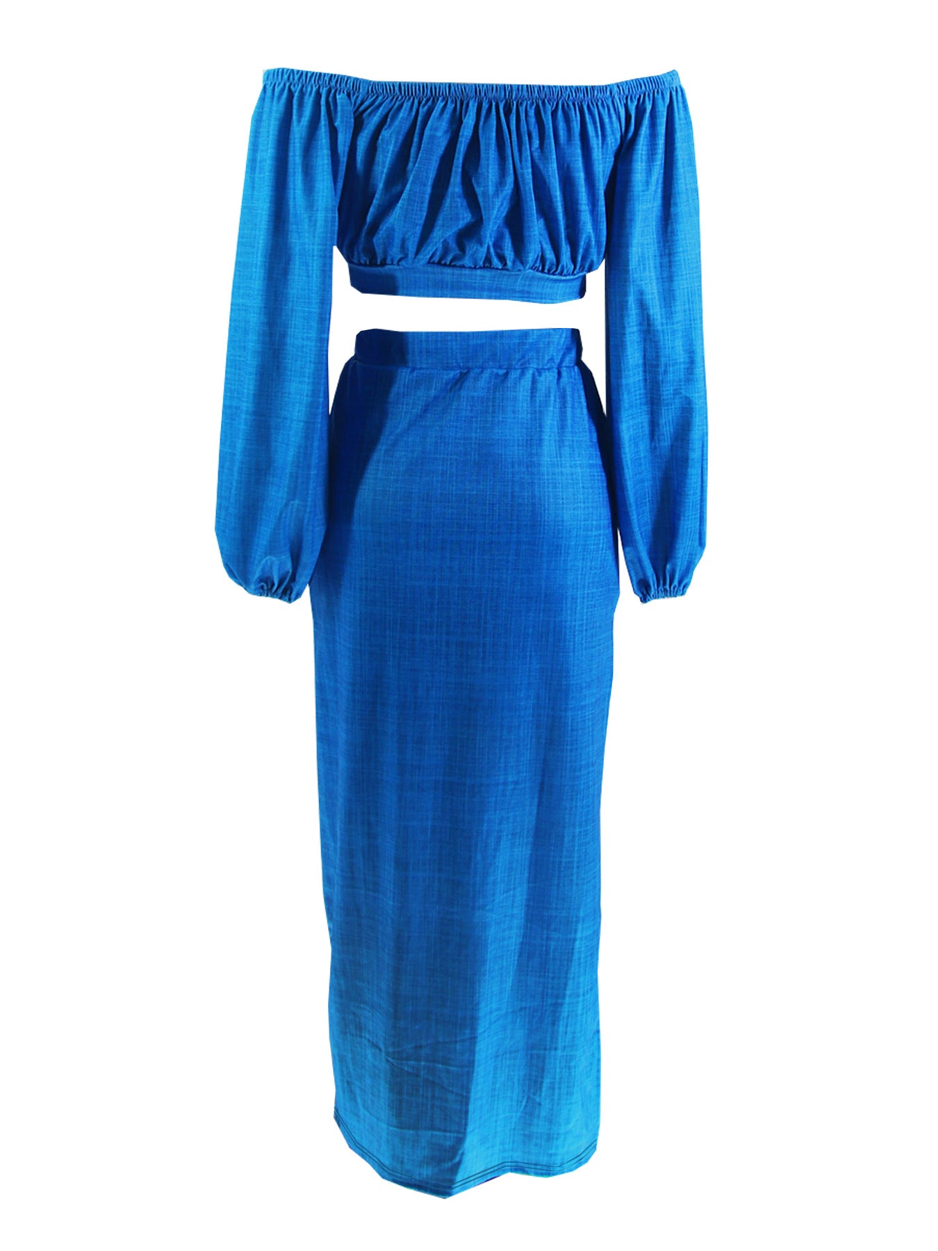 Women Casual Off-Shoulder Slit Top and Long Skirt Two Piece Set