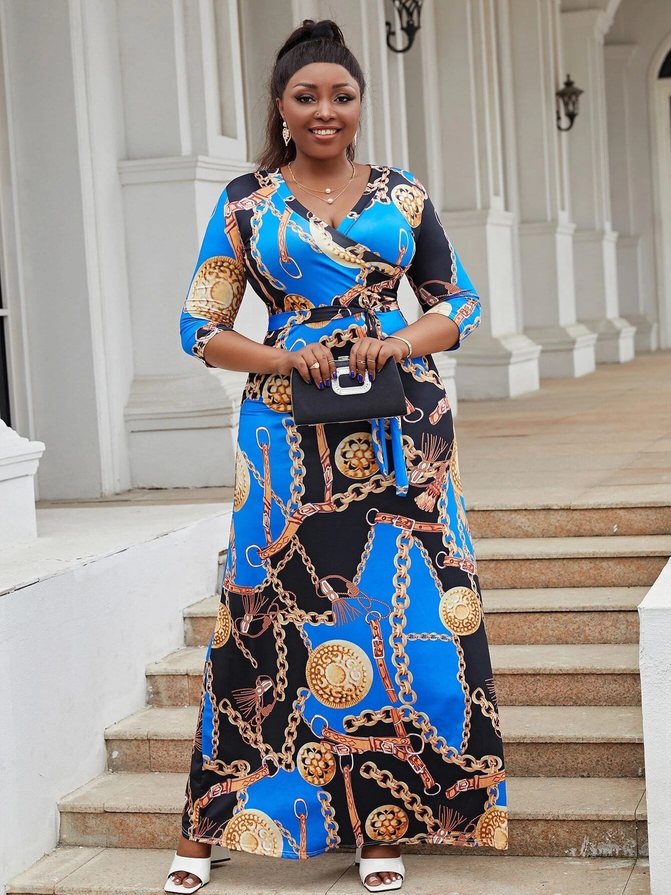 Sexy Fashion Chain Print Fashion Swing Dress 4