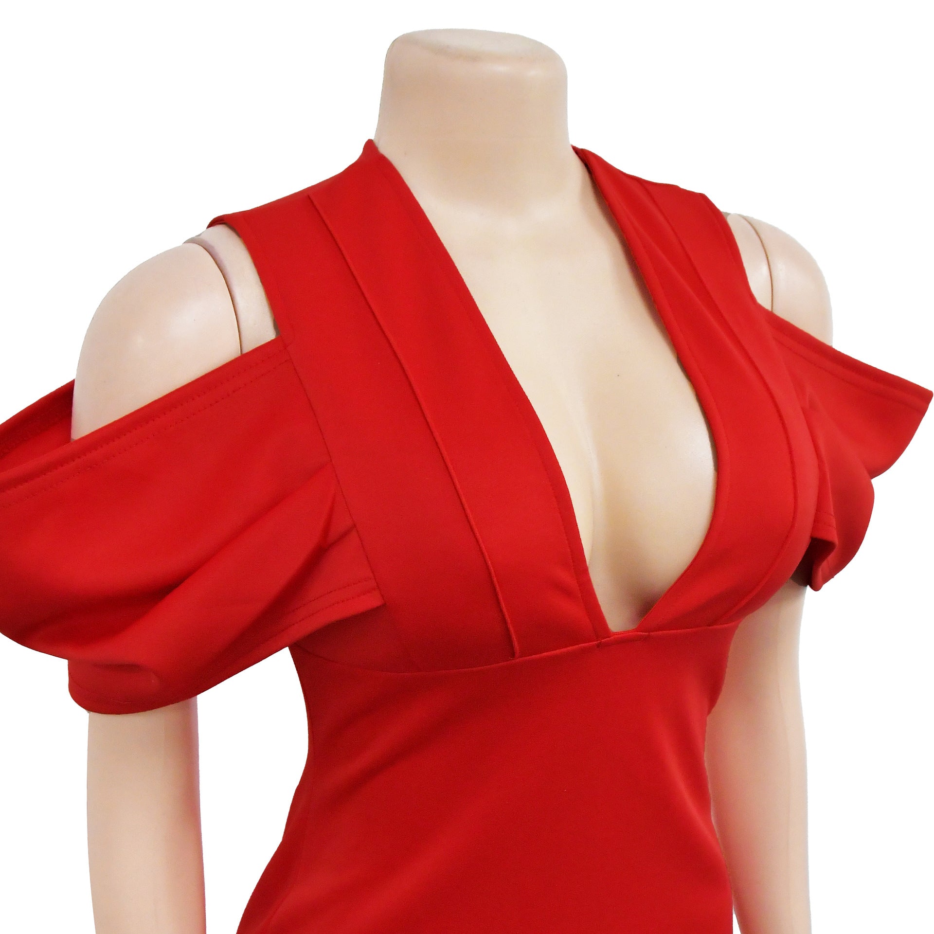 Women's Fashion Solid Color V-Neck Pleated Slit Maxi Dress 19