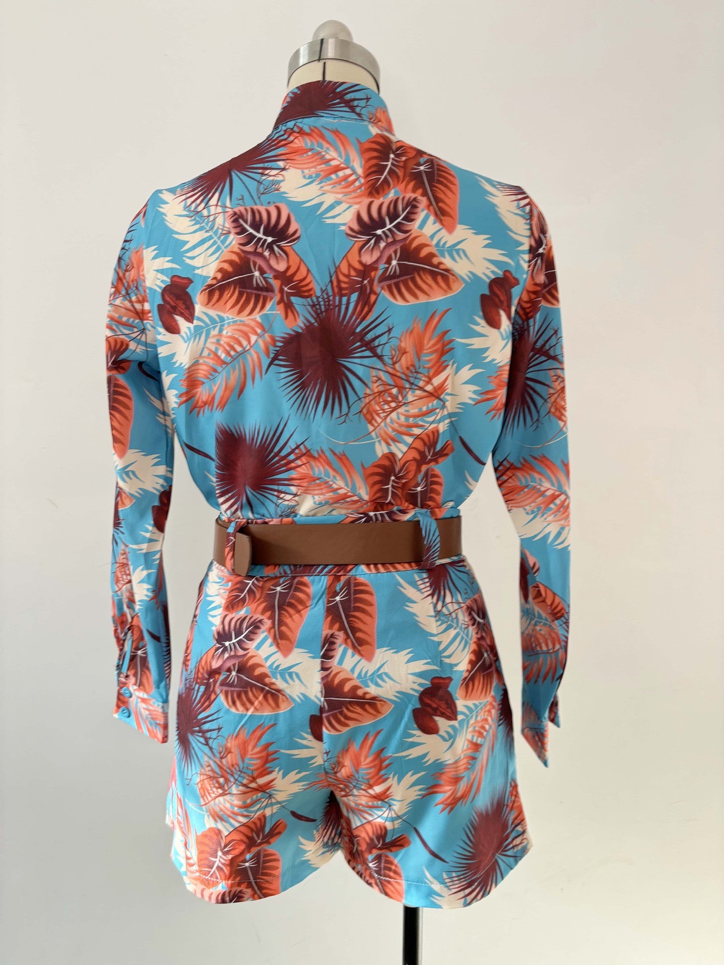 Women's Printed Long Sleeve Shirt Shorts Fashion Women's Two Piece Set 18