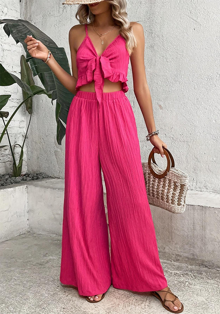 Women's Two-Piece Strap Vest Wide Leg Pants Spring and Summer Two-Piece Outfit