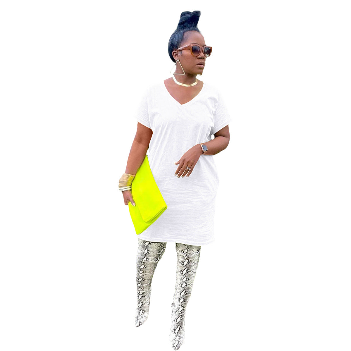 Women's V-Neck Solid Color Women's Fashion Dress 8