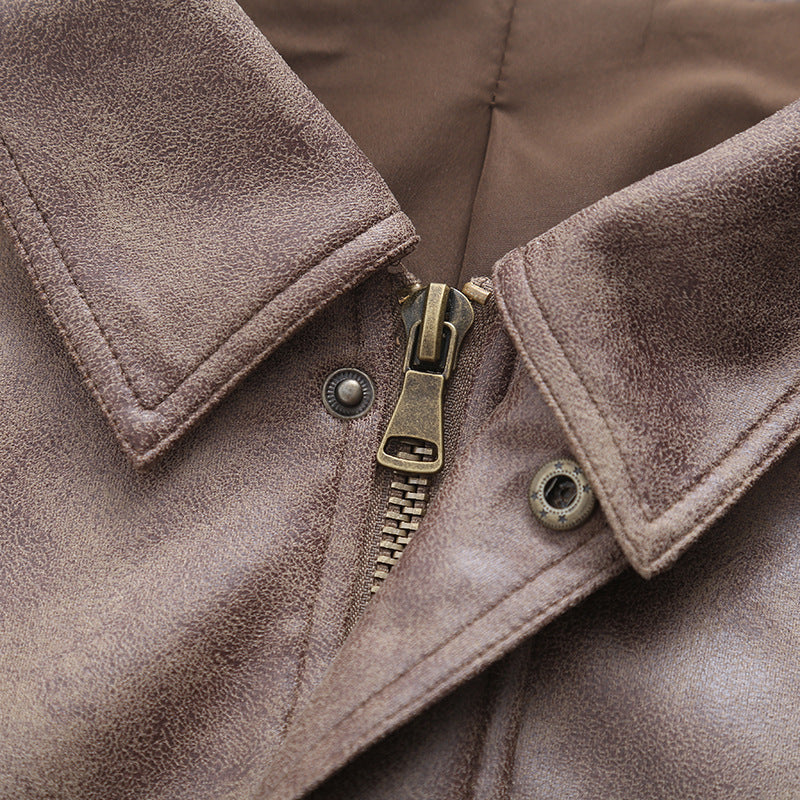 Women American Retro Loose PU-Leather Flight Jacket 20