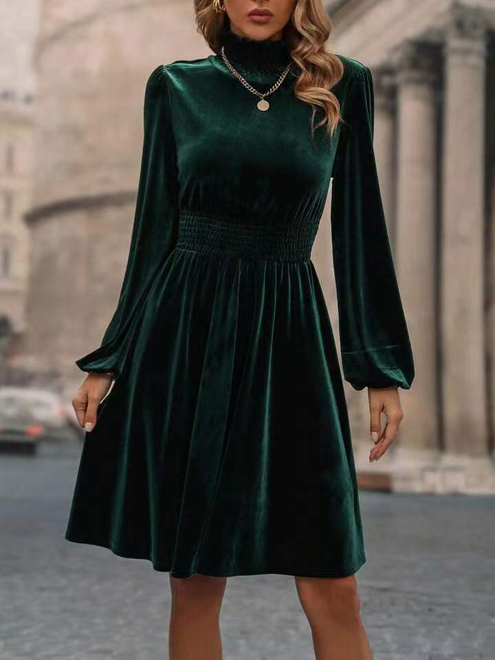 Women Velvet Long Sleeve Dress 4
