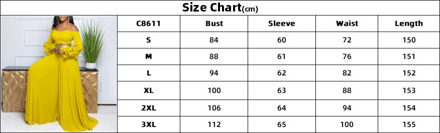 Women Off Shoulder ruffle sleeve solid pleated wide-leg jumpsuit 10