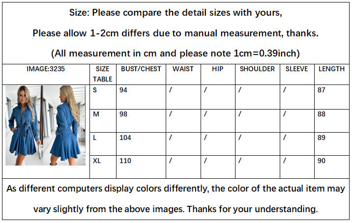 WomenSolid Slim Denim Dress 7