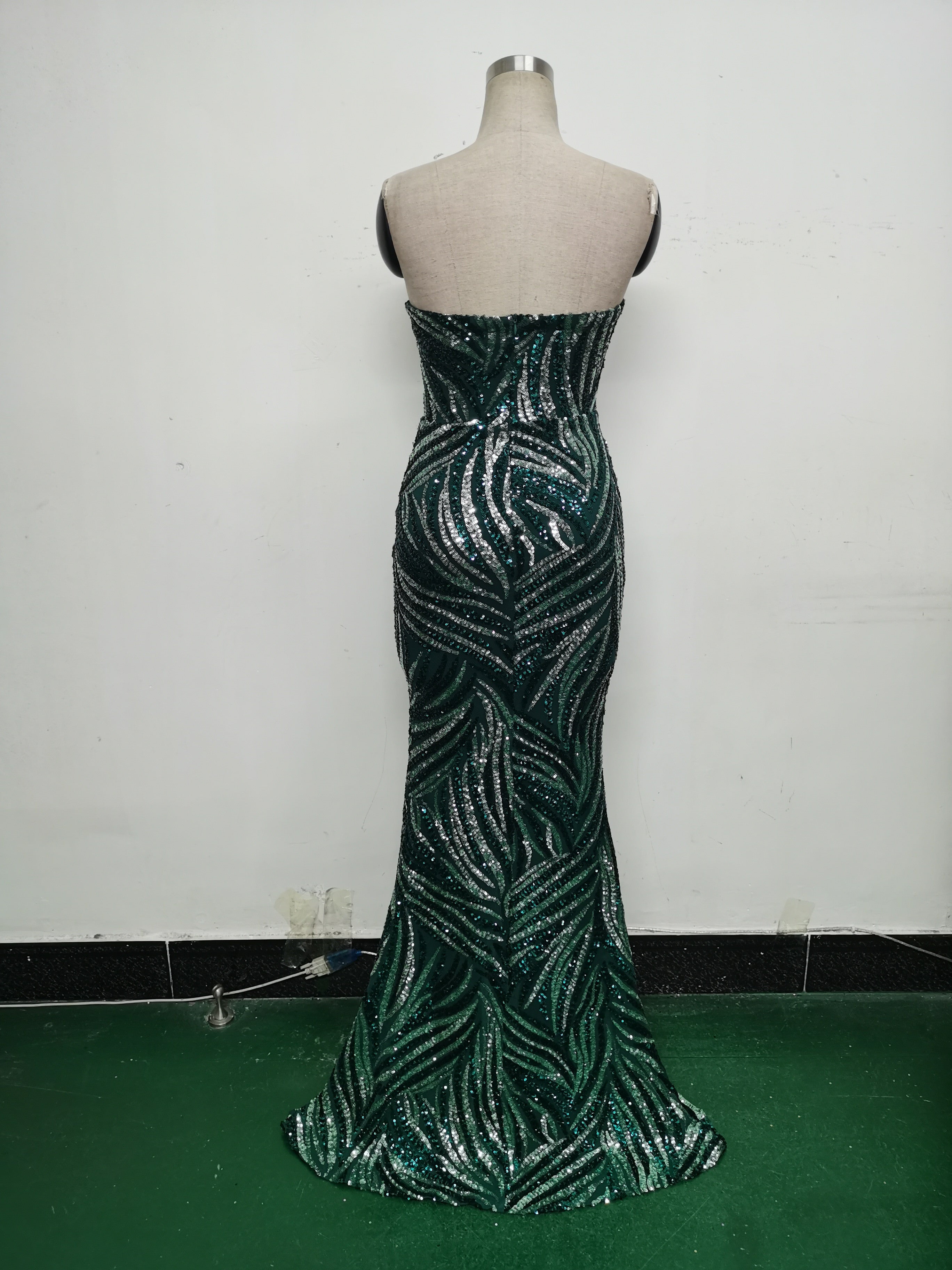 Women Beaded Sequined Wrap Dinner Party Evening Dress 24